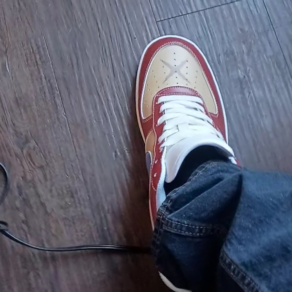 Nike Red and Tan Sneakers with White Accents
